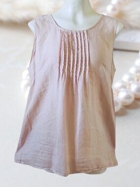 Laura Bianchi Italian Linen Top Blush Pink Sustainable Natural Fiber Large